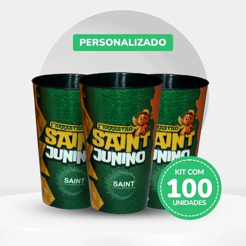 Kit 100 Unidades Copo Label Personalizado 350ml Plastix