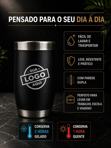 Kit 10 Copos Termicos Com Tampa Personalizado 473ml